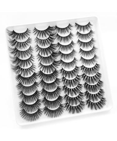 IFLOVEDEKD 20 Pairs Long 3D Mink Reusable Strip Lashes - 4 Styles, Handmade & Fluffy for Dramatic Eyes | Soft & Thick False Eyelashes Multipack - Buy Online on GoSupps.com