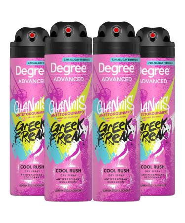 Degree Men’s Antiperspirant Deodorant Spray Giannis Antetokounmpo 72H Sweat & Odor Protection - Cool Rush - 3.8 Oz - Pack Of 4