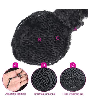Oseti Long Black Braided Afro Puff Drawstring Ponytail Extension for Black Women - Kinky Curly Lantern Clip-In Hairpiece (1B) - Buy Online on GoSupps.com