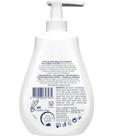 Dove Baby Sensitive Moisture Head to Toe Wash 400ml - Gentle Cleansing for Delicate Skin - Buy Online on GoSupps.com