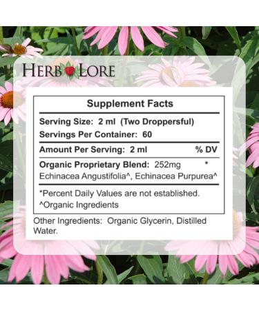 Herb Lore Organic Echinacea Tincture Drops for Kids & Adults USDA Organic Liquid Echinacea Angustifolia & Purpurea Root Extract Alcohol-Free Immune Support (4 fl oz) 4 Fl Oz (Pack of 1) - Buy Online on GoSupps.com