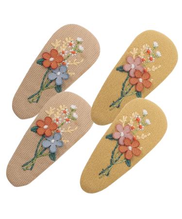minkissy 2 Pairs Hairpin Plant Headwear Vintage Snap Bang Wrapped Hair Barrettes Cloth Hair Clips Girl Cute Hair Floral Hair Clip Hair Clips for Toddler Girls Bow Tie Alloy Child Headband