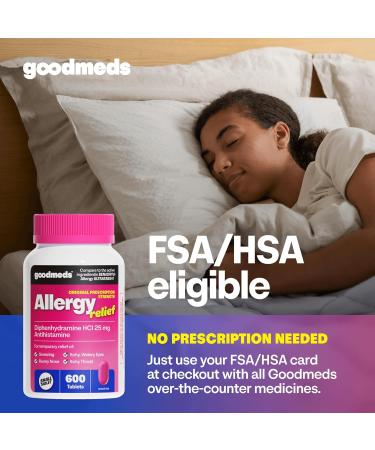 GoodMeds Allergy Medicine Antihistamine Diphenhydramine HCl 25 mg | Children and Adults | Relieve Itchy Eyes Runny Nose Sneezing (25 mg 600 Tablets) - Buy Online on GoSupps.com
