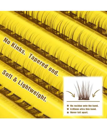 Brown Mixed Lengths Natural & Wispy Lash Extension Clusters - 140Pcs | DIY Individual Brown Eyelashes 8-16MM - Buy Online on GoSupps.com