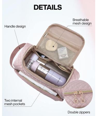 BAGSMART Pink Travel Makeup Toiletry Bag for Women - Large Opening Cosmetic Organizer and Travel Essential for Toiletries and Accessories - Buy Online on GoSupps.com