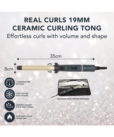 Pifco Soft Curls 19mm Ceramic Curling Tongs - 7 Heat Settings & Heat Protective Pouch - Buy Online on GoSupps.com