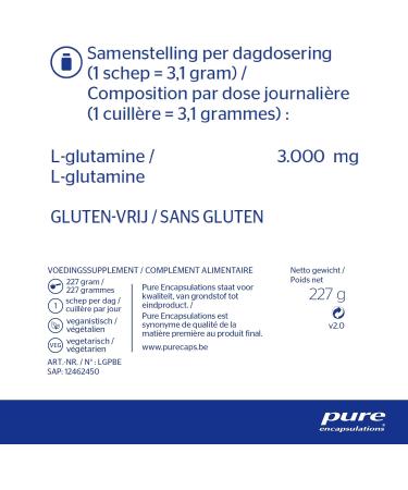 Pure Encapsulations - L-Glutamine Powder - Amino Acid - Hypoallergic & Vegan Supplement Without Any Additives - 227g - Buy Online on GoSupps.com