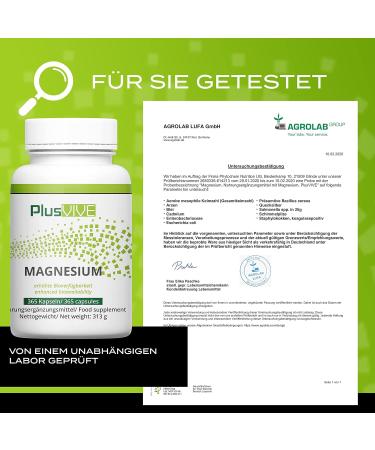 Buy PlusVive Magnesium 365 Capsules - High Dose 700mg Vegan & Lab Tested Sea Water Enzyme Algae Matrix - International Shipping Available - Buy Online on GoSupps.com