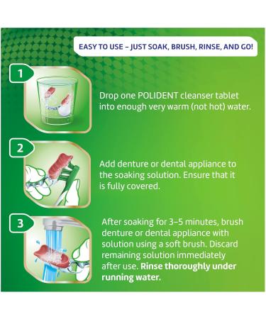 Polident 3 Minute Antibacterial Dental Appliance Cleanser Tablets, 90 Count (2 Pack) - Buy Online on GoSupps.com