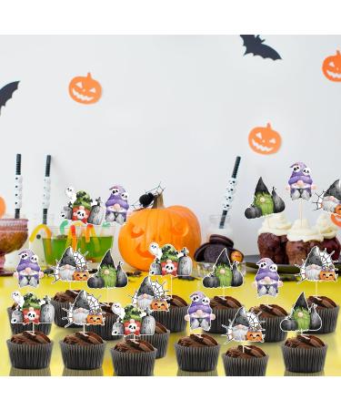 Halloween Gnomes Cupcake Toppers Halloween Birthday Cake Picks Cupcake Decorations for Halloween Baby Shower Halloween Party Decorations supplies 24Pcs - Buy Online on GoSupps.com