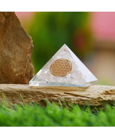 Clear Quartz Crystal Orgonite Pyramid - Energy Cleansing & Good Luck Decor 2 Handmade Natural Stone Sculpture - Buy Online on GoSupps.com