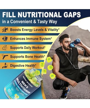 Methylated Multivitamin for Men Gummies BCAA Amino Acids Zinc Daily Vitamin A C D3 E K2 B Complex Calcium Magnesium Lycopene Digestive Enzymes - Energy Immune Muscle- Sugar Free Vegan 60Cts 60 Count (Pack of 1) - Buy Online on GoSupps.com