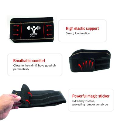 Copper Plus Recovery Back Brace - Lumbar Support Belt for Lower Back Pain Relief - Small/Medium size - Pack of 1 - Buy Online on GoSupps.com
