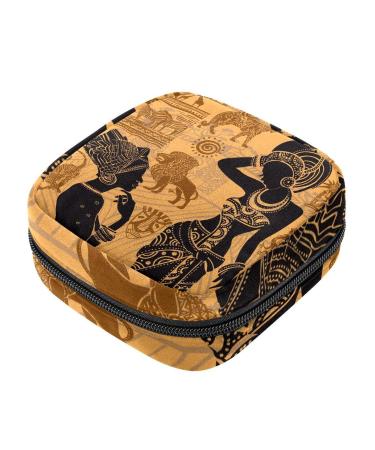 African woman and animals landscape silhouette ladies tie storage bag portable period pocket for women teen girls girls menstrual cup bags sitting