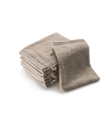 Sleepzen washcloths made of organic cotton beige GOTS -certified 500gr/m2 - washing gloves - Made in the UE - 6 -way pack soft and ecological