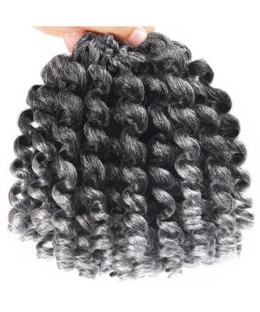 Jamaican Bounce Crochet Hair Extensions 8 inch Ringlet Wand Curl Crochet Hair Curly Crochet Braids Grey Crochet Braiding Hair 60 Roots (8Inch (Pack of 3) TGrey) 8 Inch (Pack of 3) TGrey