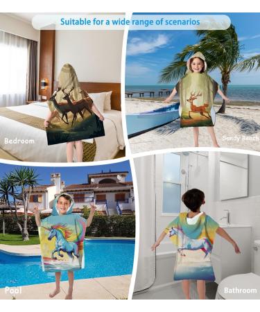 Aiorber Kids Hooded Bath Towel - Microfiber Unicorn Towel for Boys & Girls (Ages 5-10) | Beach Pool & Shower Towel 76x76cm Green - Buy Online on GoSupps.com
