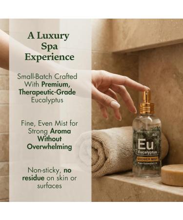 Eucalyptus Shower Spray - Spa-Grade Aromatherapy Shower Mist 100% Pure Eucalyptus Spray - Essential Oil Steamer Made in USA (4 oz) 4 Fl Oz (Pack of 1) - Buy Online on GoSupps.com