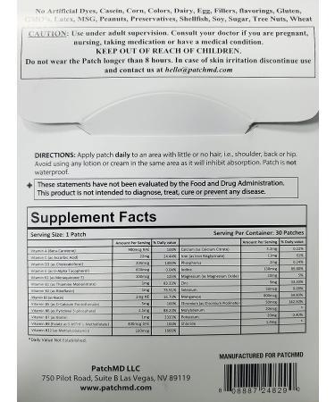 PatchMD Multivitamin Plus Topical Patch - 30 Day Supply (30 Patches) - Buy Online on GoSupps.com