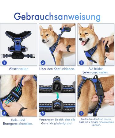 Rabbitgoo Dog Harness for Medium Dogs | No Pull Adjustable & Breathable | Safe Control Harness with Reflective Stripes | Blue (1 Pack) - Buy Online on GoSupps.com