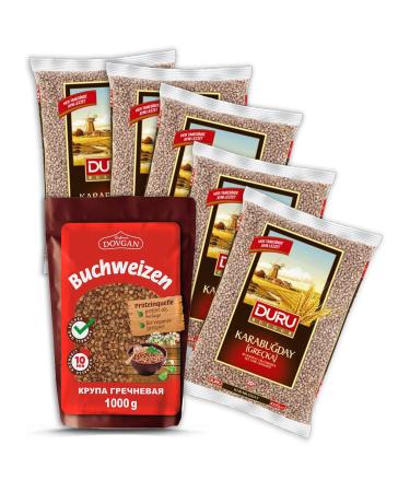 My Bazar Set 5+1 buckwheat (Greek coarse grain) 5x1000g DURU buckwheat + 1x1000g DOVGAN buckwheat FREE 1 kg (pack of 6)