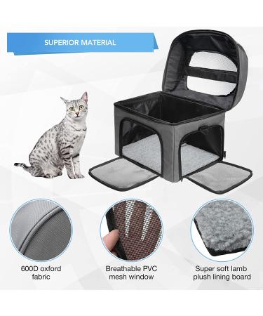 KOOLTAIL Large Soft-Sided Cat Carrier - Airline Approved with Removable Fleece Pad and Pockets - Ideal for Cats, Small Dogs, Puppies - Grey - Buy Online on GoSupps.com