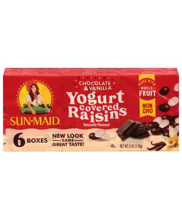 Sun-Maid Yogurt Coated Raisins | Dark Chocolate & Vanilla | 1 Ounce Boxes | Pack of 6 | Whole Natural Dried Fruit | No Artificial Flavors | Non-GMO Chocolate & Vanilla 1 Ounce (Pack of 6)