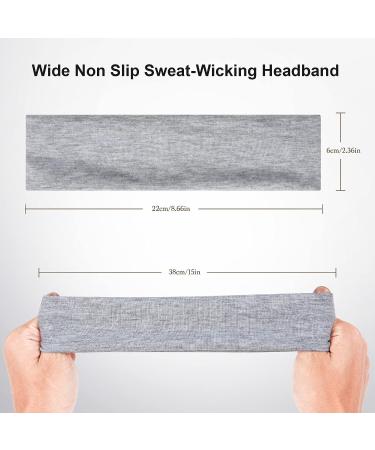 2 Pcs Non-Slip Yoga Headbands for Women - Elastic Cloth Neutral Workout Headbands (Black & Gray) - Buy Online on GoSupps.com