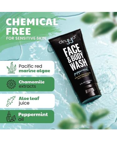 Dryyd Natural Peppermint Face & Body Wash - Stress Relief, Gluten Free, Vegan - Fresh Mint, Promotes Healthy Skin - Helps Reduce Body Odor, Athletes Foot, Jock Itch - 5oz - Buy Online on GoSupps.com