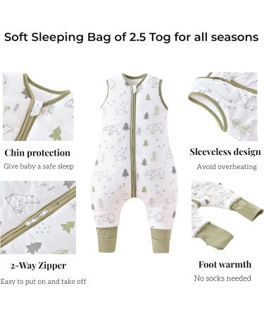 Chilsuessy 2pcs Winter Baby Sleeping Bag with Feet 2.5 TOG | 100% Cotton Toddler Wearable Blanket | Squirrel+Forest Bear Design | 4-5 Years - Buy Online on GoSupps.com