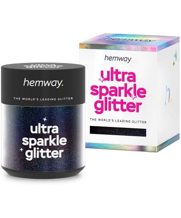 Hemway Ultra Sparkle Glitter Pot 25g / 0.9oz Black Holographic Microfine 1/256 .004 0.1mm Multi-Purpose Cosmetic Safe Halloween Makeup Nails Hair Arts Crafts Epoxy Resin Tumblers Microfine (1/256 0.004 0.1mm) Black H...