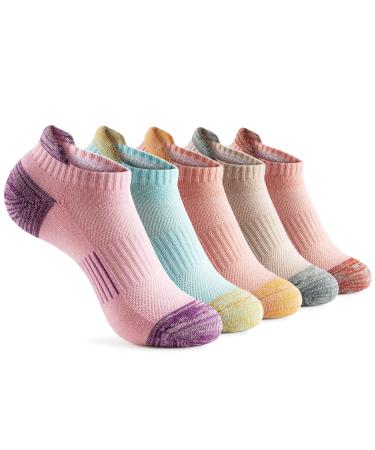 Gonii Ankle Socks Womens Running Athletic No Show Socks Cushioned 5-Pairs 5 Pairs Fun Sorbet Colors 8-10