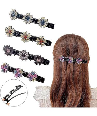 8PCS Sparkling Crystal Stone Braided Hair Clips for Women - Clover Rhinestone Hair Accents - Set of 3 Mini Clips for Ladies and Girls - Buy Online on GoSupps.com