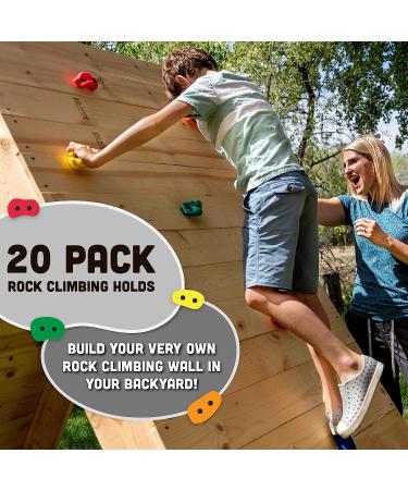 Squirrel Products 20 Extra Large Deluxe Rock Climbing Holds - Mounting Hardware Included - Outdoor Play for Ages 3 - Buy Online on GoSupps.com