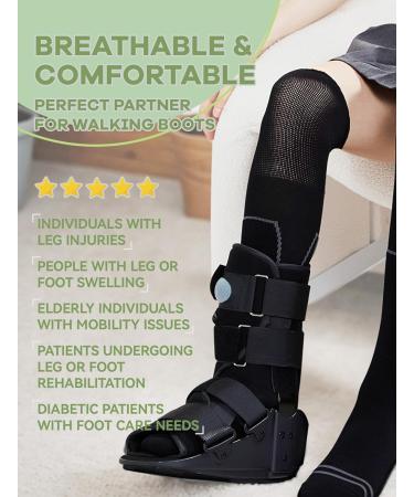 Buy Bamboo Viscose Walking Boot Socks (2 Pairs) - Lightweight Cast Sock Liners for Fracture Boots - Black - Buy Online on GoSupps.com