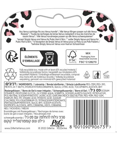 Gillette Venus Comfortglide Leopard Blade Refills X3 For Women 5 Blades - Buy Online on GoSupps.com