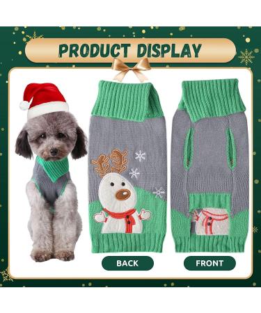Christmas Dog Sweater - Warm Turtleneck Knitwear for Puppies | Festive Gray-Green Moose Design - Perfect Gift for Pets - Buy Online on GoSupps.com