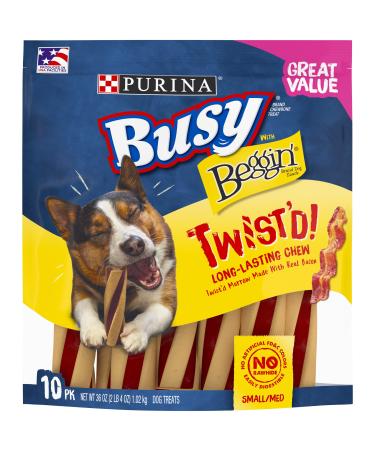 Purina Busy with Beggin' Twist'd Rawhide Free Dog Chew Dog Treats Small/Medium Bacon 10 Count (Pack of 1)