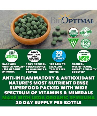 BioOptimal Chlorella Spirulina - Bundle - Organic Chorella Tablets & Organic Spirulina Tablets 120 Count Each Premium Quality 4 Organic Certifications - Buy Online on GoSupps.com