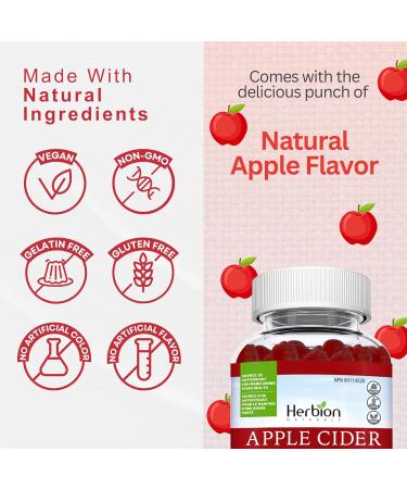 Herbion Naturals Apple Cider Vinegar Gummies with Folic Acid Pomegranate Beetroot & Vitamin B12 - 60 Pectin Gummies for Good Health & Metabolism - Apple Flavor - Buy Online on GoSupps.com