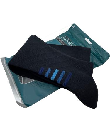 aZengear Compression Socks 20-30mmHg for Anti DVT, Flying, Travel, Varicose Veins - S/M Black w/Navy - Buy Online on GoSupps.com