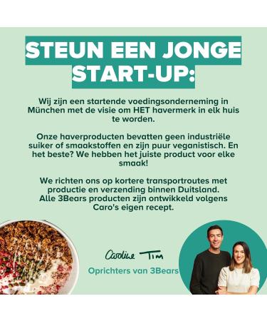 3Bears Granola Oat Crunch Crunchy & vegan granola with coconut flakes and cinnamon 4x325g Without industrial sugar In collaboration with Sarah Harrison Coconut cinnamon - Buy Online on GoSupps.com