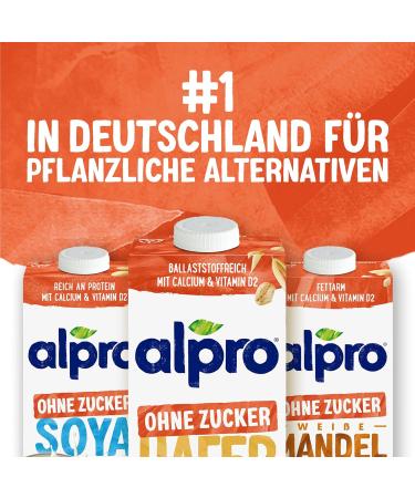 Alpro Oat Drink Without Sugar 8x1L - Vegan Lactose-Free High in Fiber Enriched with Calcium & Vitamins - Healthy Plant-Based Beverage - Buy Online on GoSupps.com
