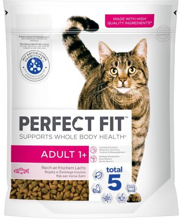 PERFECT FIT Adult Cat Dry Food - Salmon Flavor 750g & 4.5kg Pack - Premium Nutrition for Adult Cats Over 1 Year - Buy Online on GoSupps.com