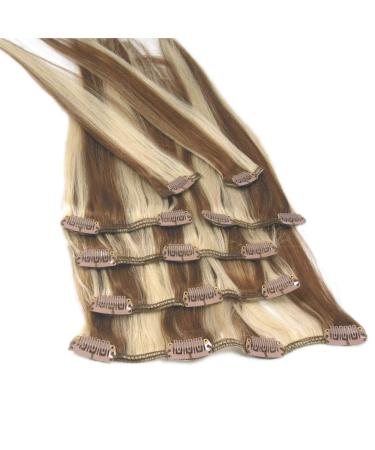 Remyhaar.eu 35cm clip in extensions 7 Set 70g 100% Remy real hair hair extension hair part smooth 4/613#(mix set) 35cm 14 "(70g) 4/613#(mixed mixed))