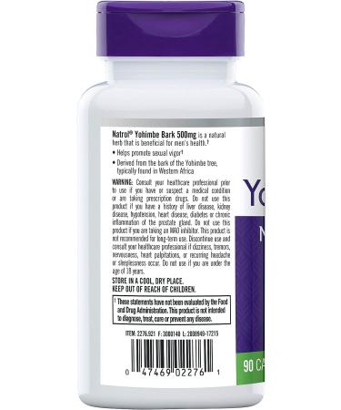 Natrol Yohimbe Bark 500mg Capsules - 90 Count | Natural Energy Booster - Buy Online on GoSupps.com