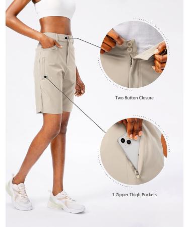 Women's Golf Hiking Shorts - Quick Dry Cargo Bermuda Long Shorts - Khaki X-Large - Buy Online on GoSupps.com