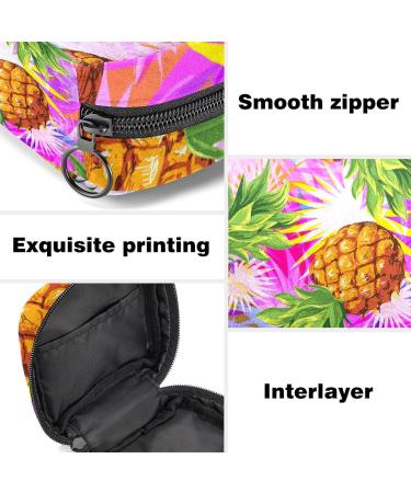 Buy Stylish Menstruation Pad Bag with Zipper - Tropical Pineapple & Palm Leaves Design | Women's Napkin & Tampon Bag - Buy Online on GoSupps.com