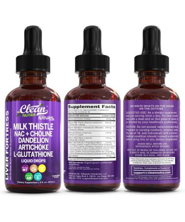 Clean Nutraceuticals Milk Thistle NAC Liver Cleanse Detox & Repair Supplement Liver Support Liquid Drops with Dandelion Extract Artichoke Chanca Piedra Choline L-Glutathione Burdock Schisandra 1 - Buy Online on GoSupps.com