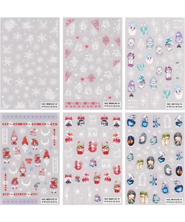 JMEOWIO 6 Sheets Christmas Nail Art Stickers Decals Self-Adhesive Winter Holiday Cute Red Nail Supplies Nail Art Design Decoration Accessories - Buy Online on GoSupps.com